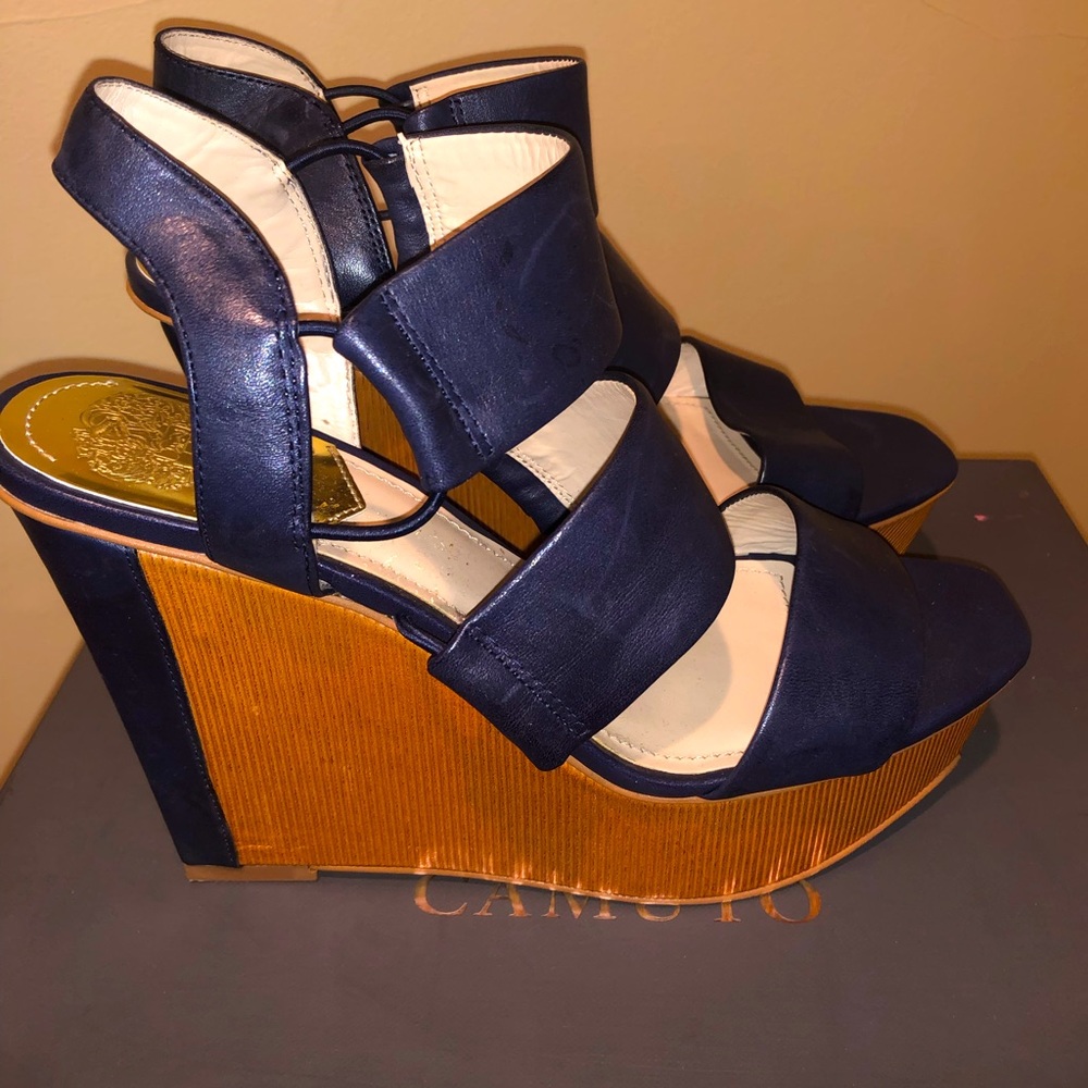 Vince Camuto Open Toe Platform Wedge Sandal.